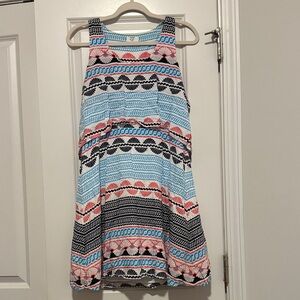 Crown & Ivy Blue and Pink Patterned Dress